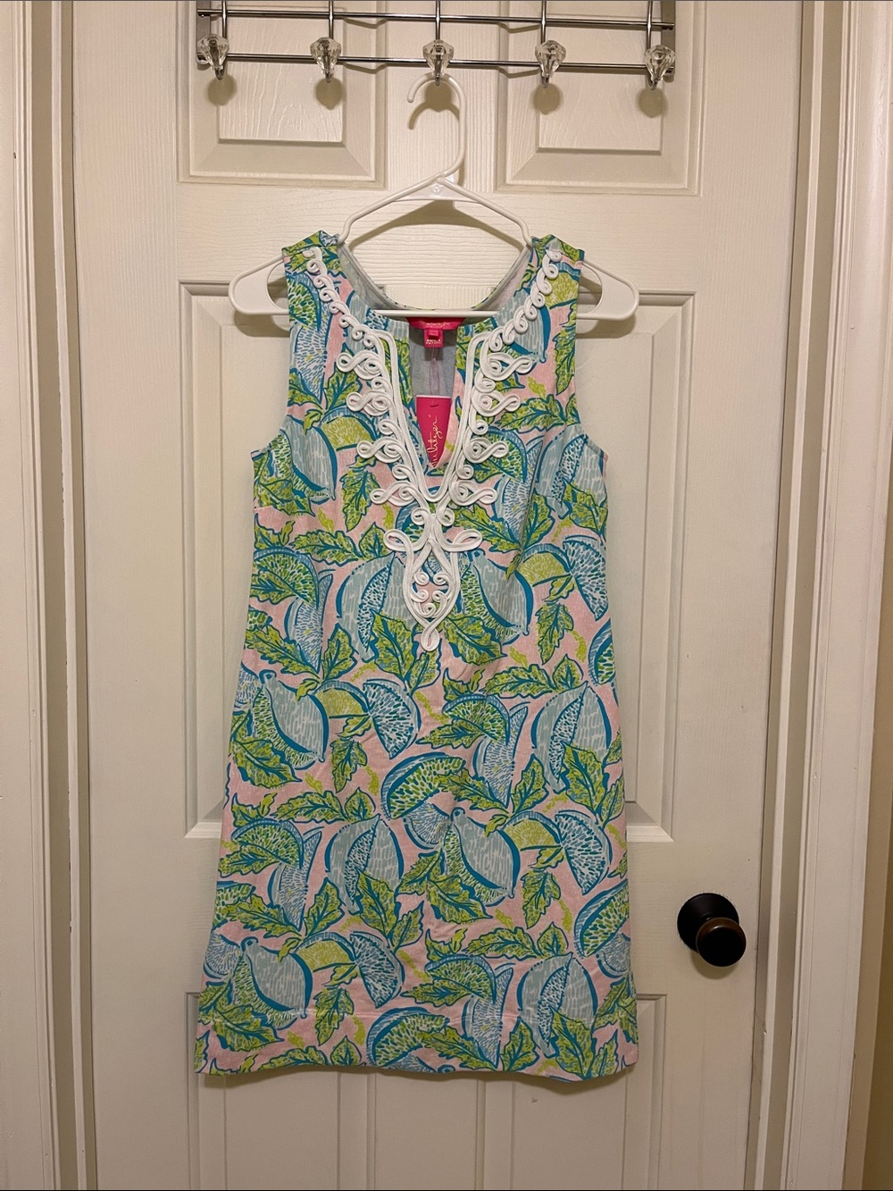 Lilly Pulitzer Tropical Leaf Shift Dress in Pink, Blue & Green